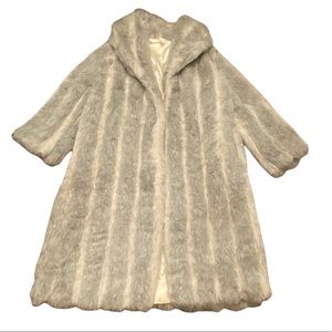 Elegant Gray Faux Fur Coat